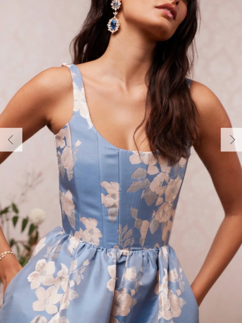 V Chapman Avery Dress in Dusk Blue Baroque Floral - Size 6 - Picture 2 of 4